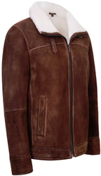 Mens Sheepskin Leather Harrington Bomber Jacket-Luanda