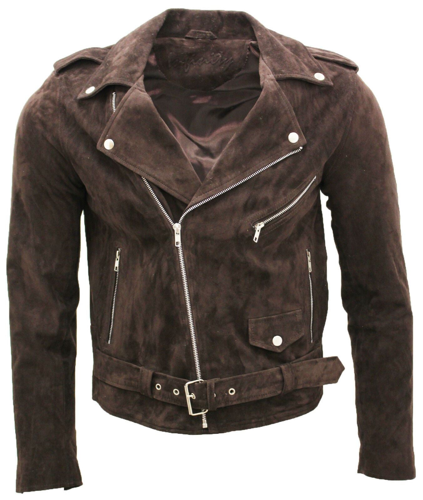Mens Goat Suede Leather Brando Biker Jacket-Melbourne