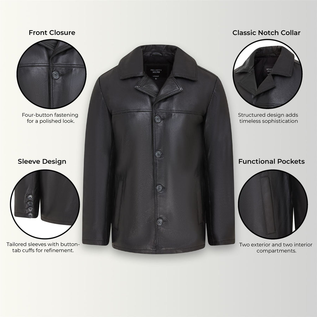 Men’s 4 Button Italian Leather Blazer Jacket - Loxton