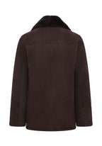 Mens Brown Shearling Sheepskin Car Coat - Elverum