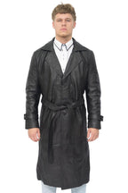 Mens Leather Full Length Trench Coat-Appleton
