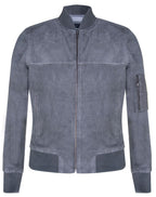 Mens Suede Leather MA-1 Varsity Bomber Jacket