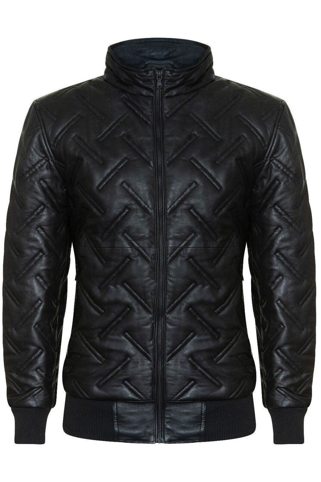 Mens Quilted Leather Bomber Jacket - Taunton