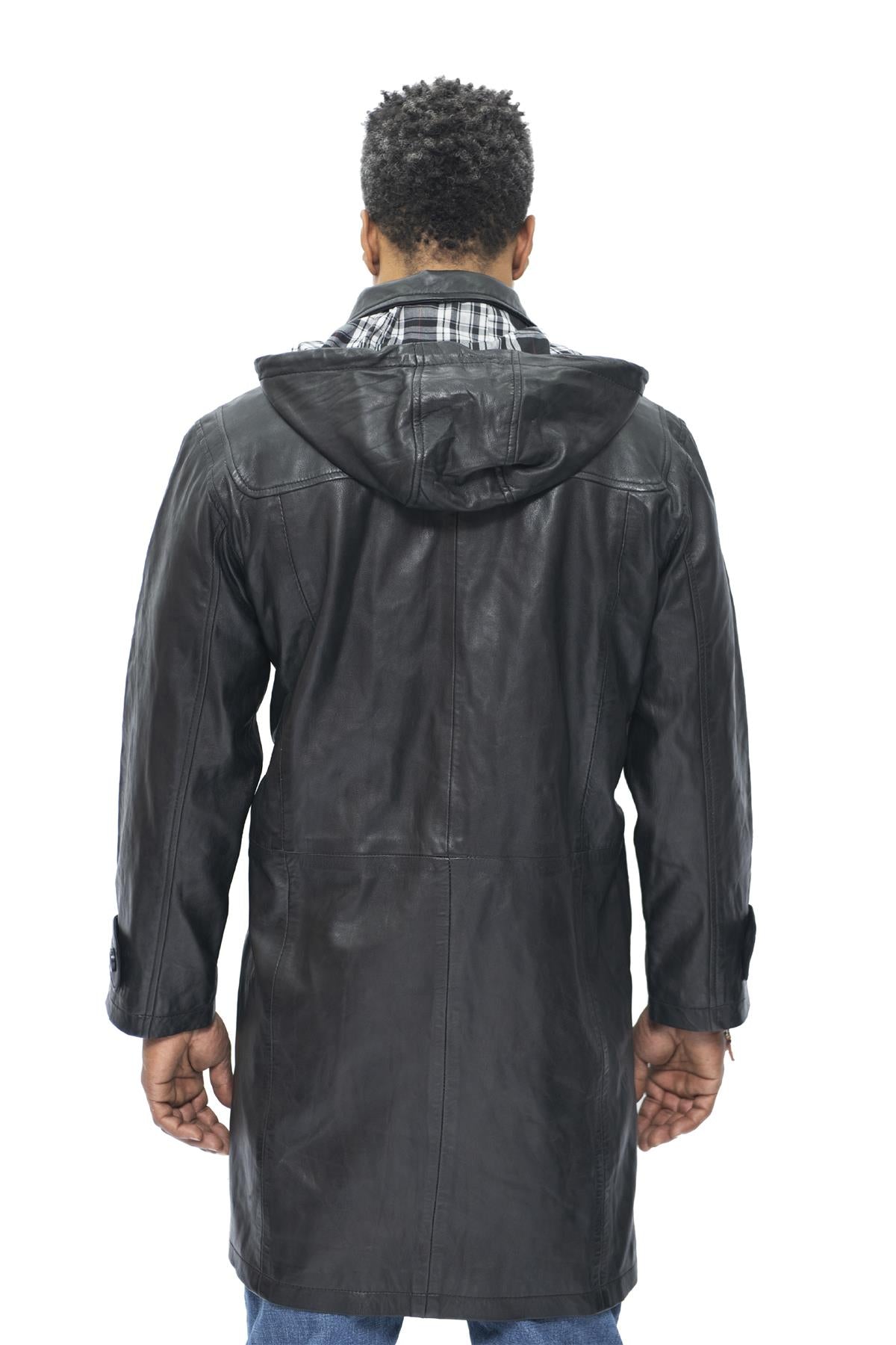 Mens Leather Duffle Classic Coat-Aylesbury