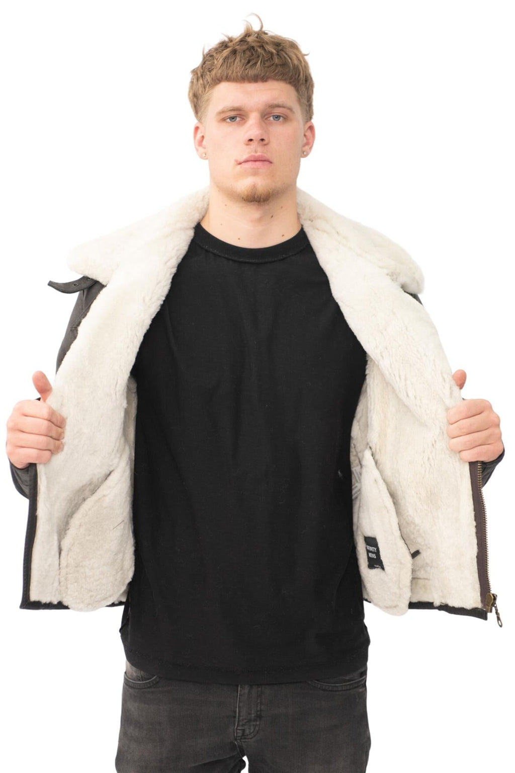 Mens Sheepskin Leather WW2 Bomber Jacket-Tucson