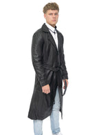Mens Leather Full Length Trench Coat-Appleton