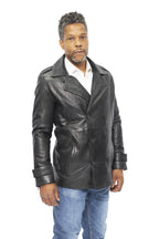 Mens Leather Peacoat-Amara
