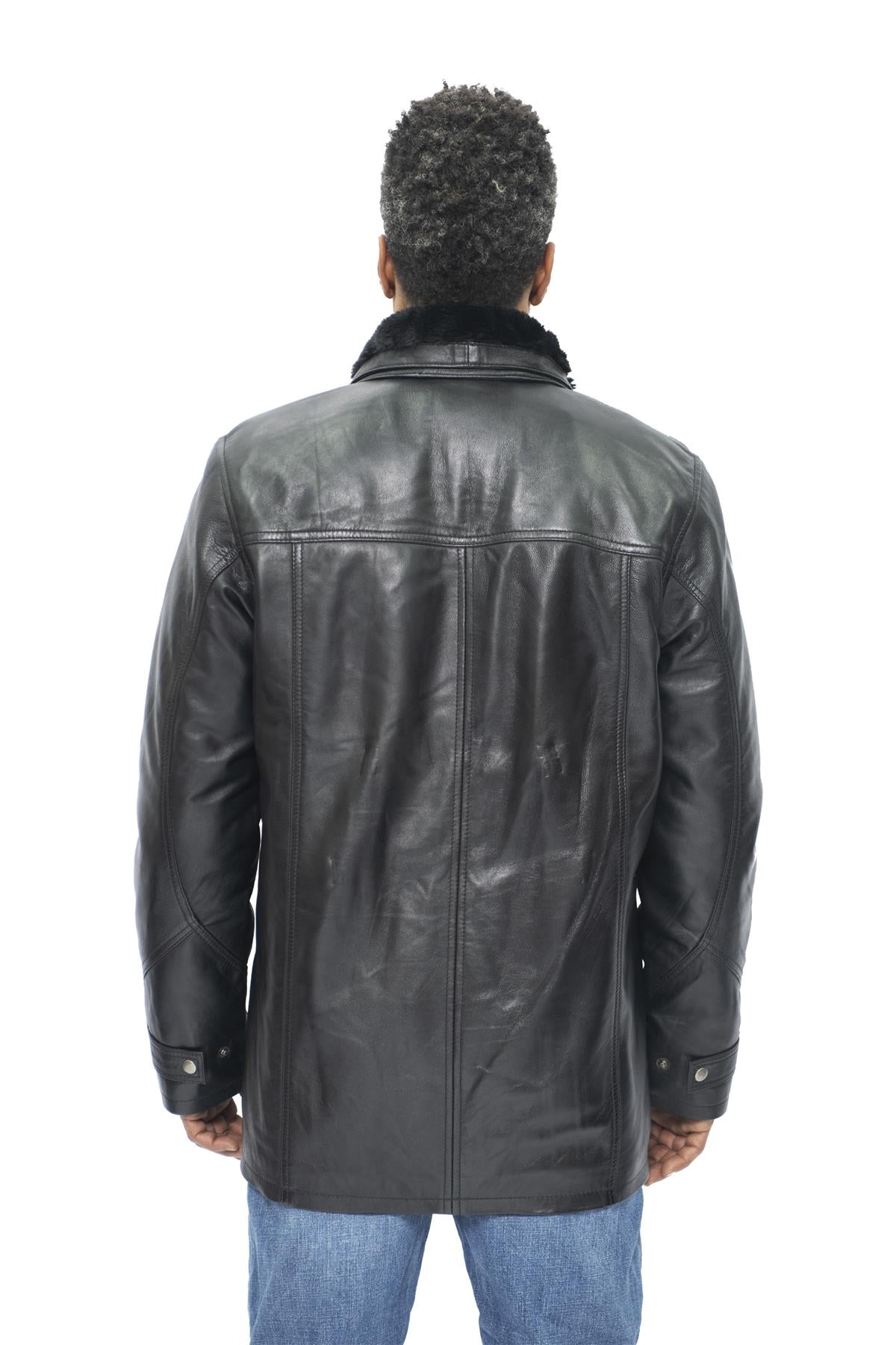 Mens Leather Mid Length Coat-Hanoi