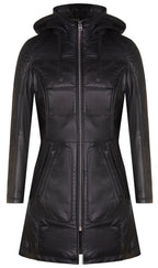 Women's Leather Quilted Parka Coat-Allentown