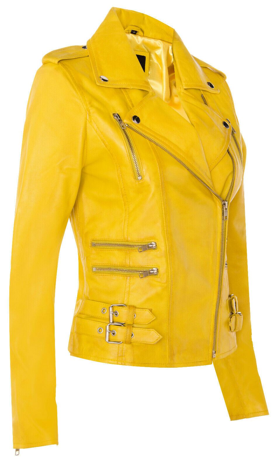 Womens Leather Brando Biker Jacket-Loddon