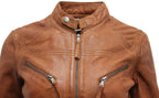 Womens Slim-Fit Leather Biker Jacket-Maldon