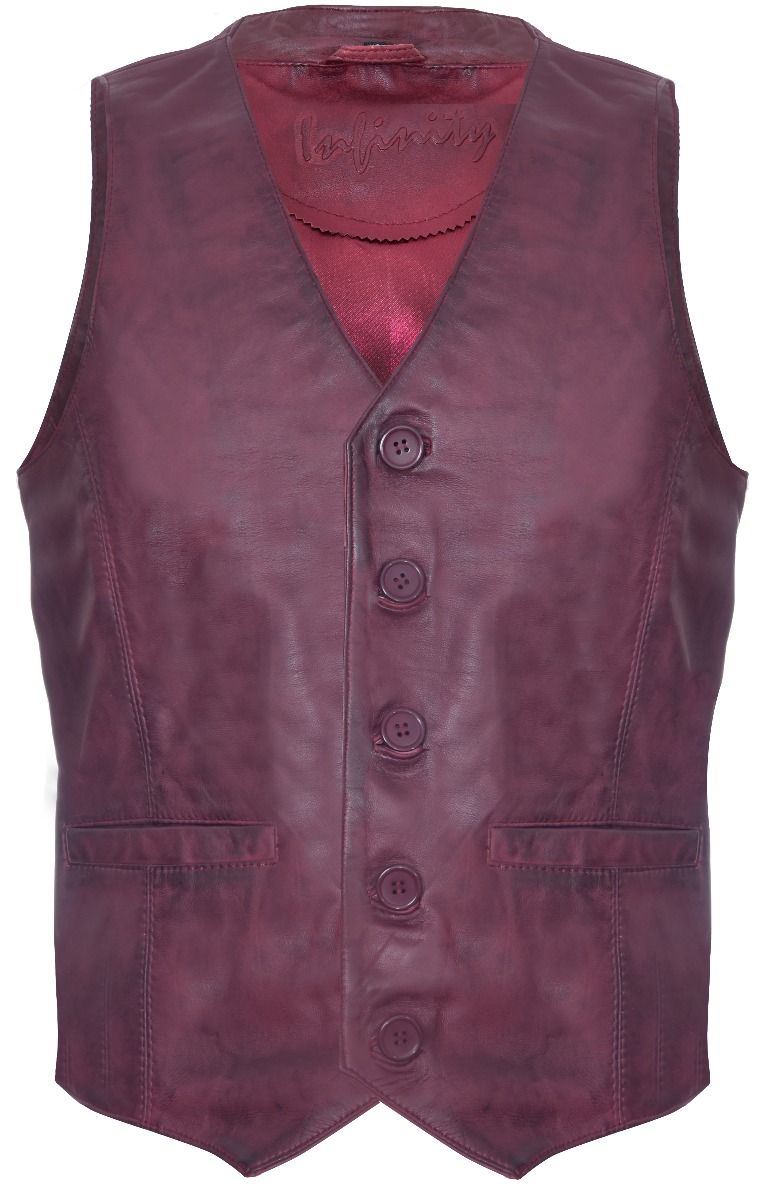 Mens Leather Waistcoat Formal Traditional Gilet Vest