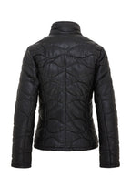 Womens Puffer Quilted Bomber Leather Jacket - Hamar