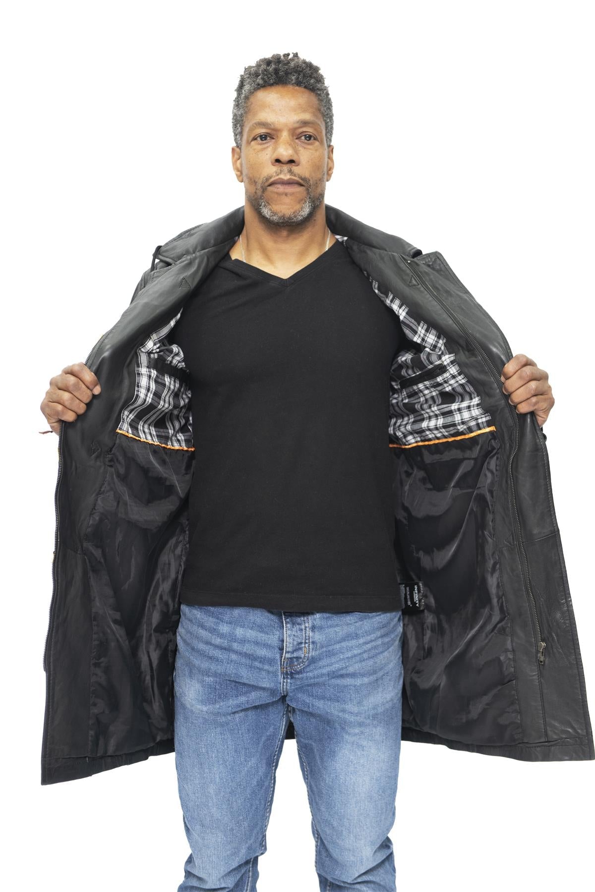 Mens Leather Duffle Classic Coat-Aylesbury