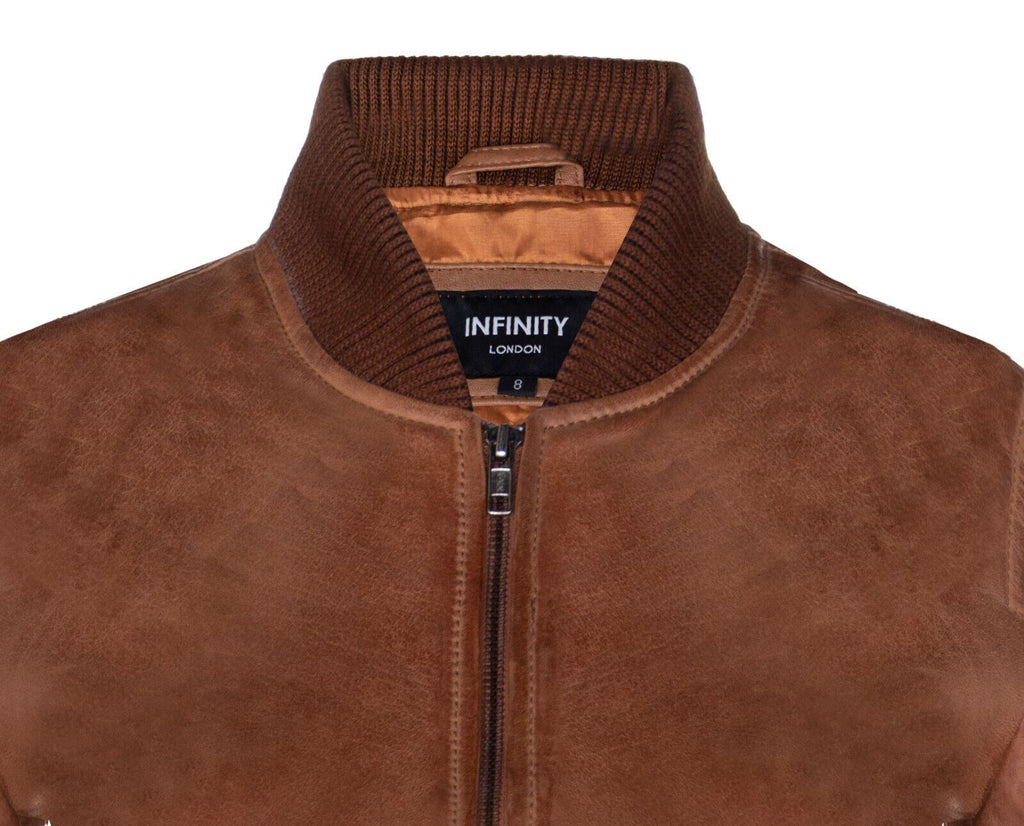 Womens Classic MA-1 Leather Bomber Jacket-Newcastle