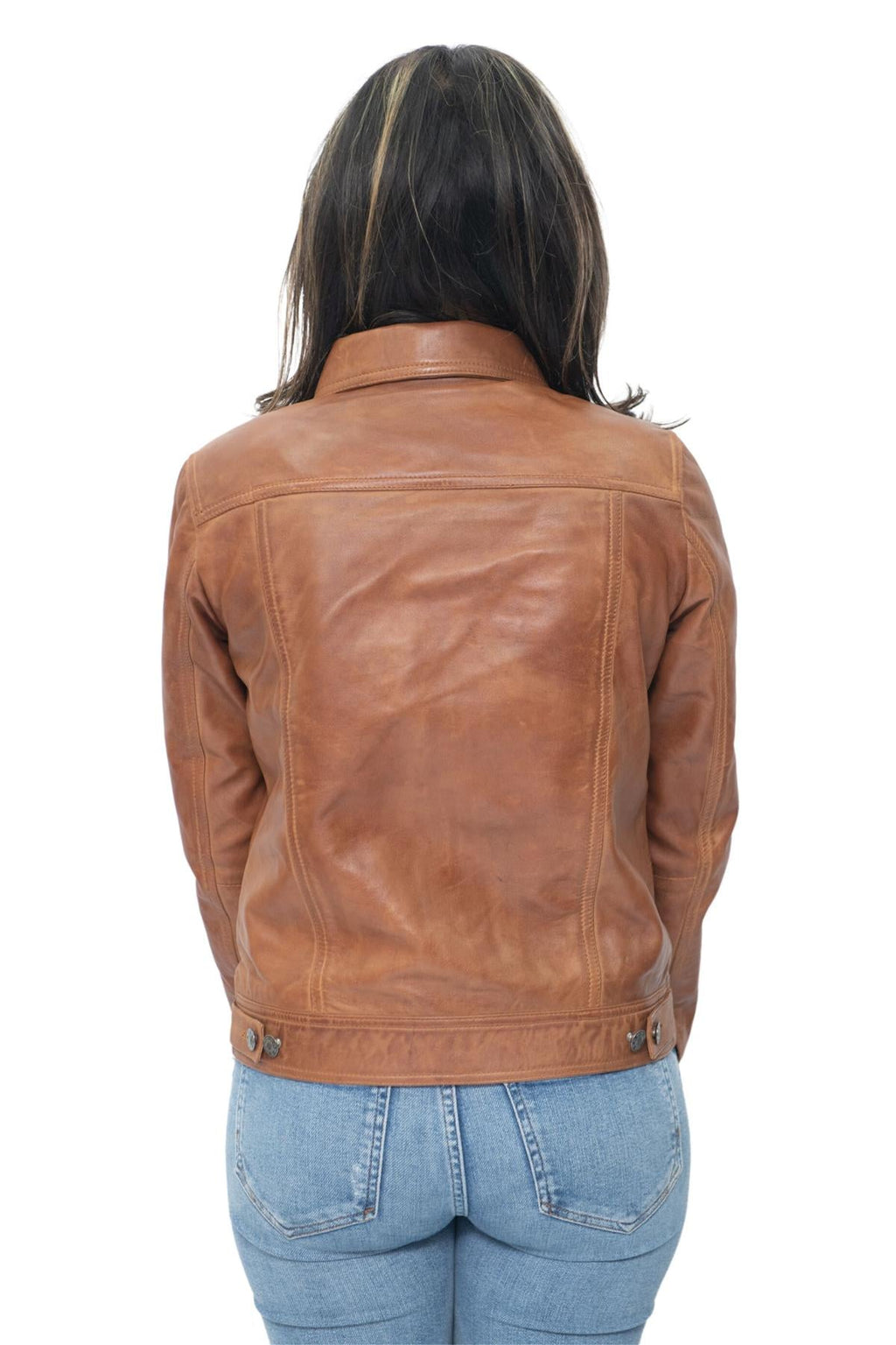 Womens Leather Trucker Jeans Jacket-Anderlecht