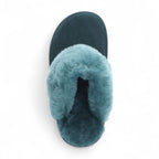 Women's Genuine Sheepskin Green Suede Mule Winter Slippers - Luna