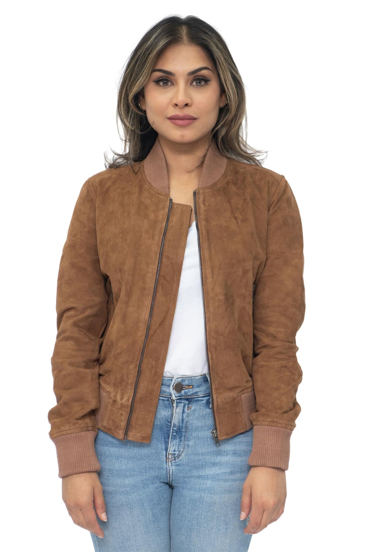 Womens MA-1 Suede Bomber Jacket-Arnhem