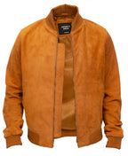 Mens Retro Goat Suede Varsity Leather Bomber Jacket-Athens