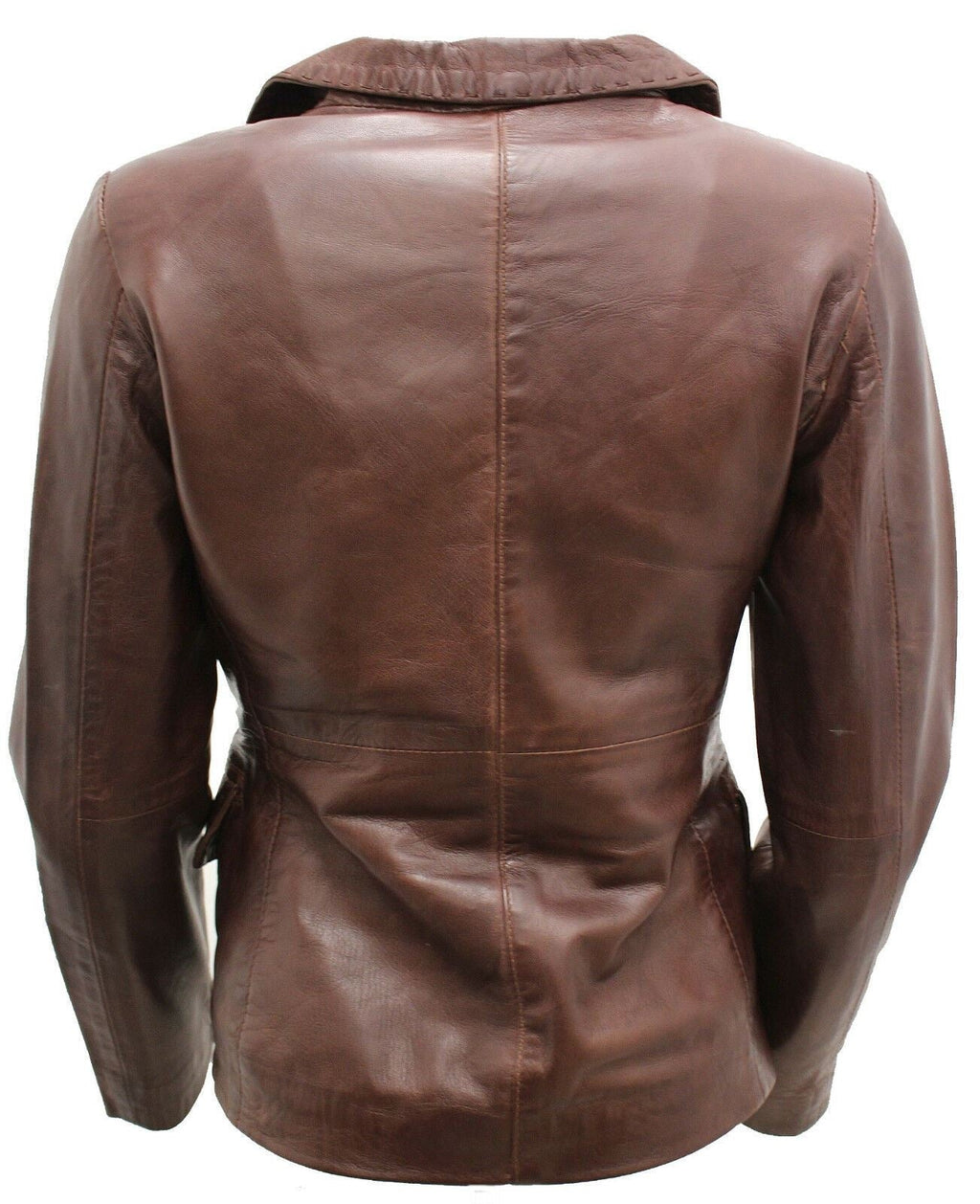 Womens 2 Button Leather Blazer Jacket-Newport