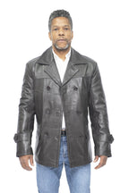 Mens Cowhide Leather Peacoat-Krakaw