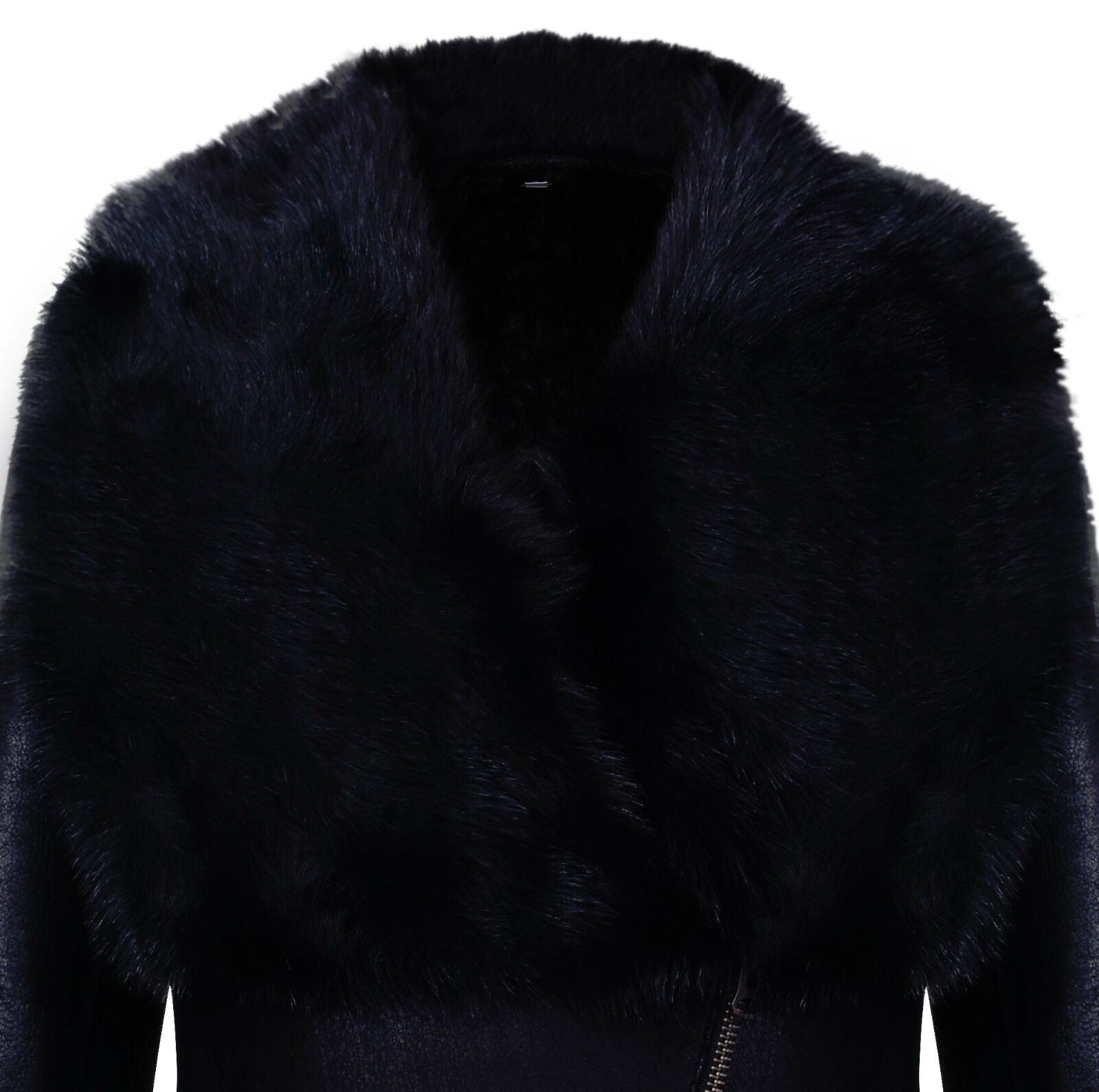 Womens Black Merino Shearling Coat with Toscana Collar-Fortaleza
