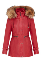 Womens Leather Hooded Parka Jacket-Putian