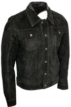 Mens Goat Suede Leather Trucker Jacket-Taraz