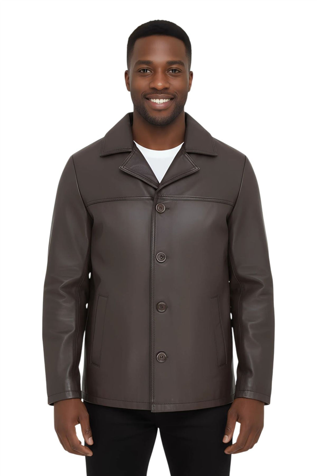 Men’s 4 Button Italian Leather Blazer Jacket - Loxton