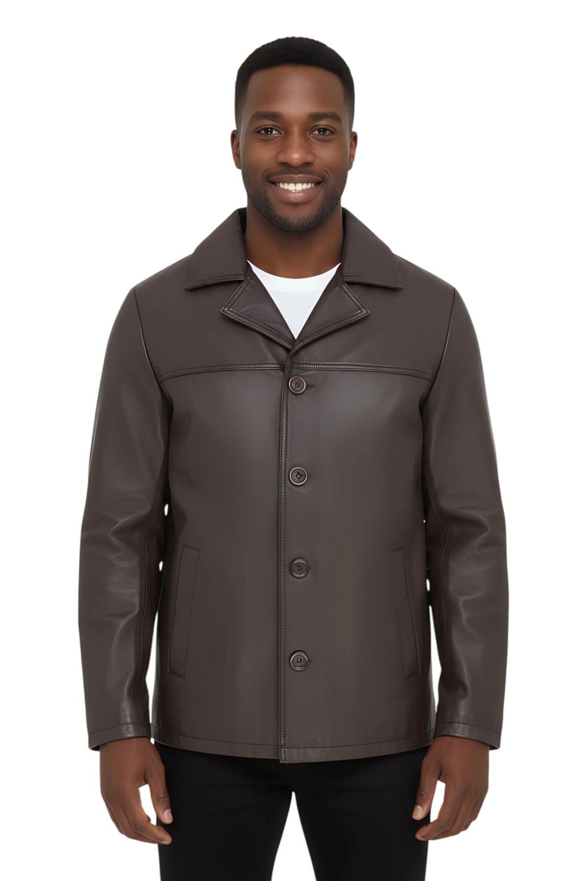 Men’s 4 Button Italian Leather Blazer Jacket - Loxton