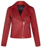Womens Leather Retro Biker Jacket-Madeley