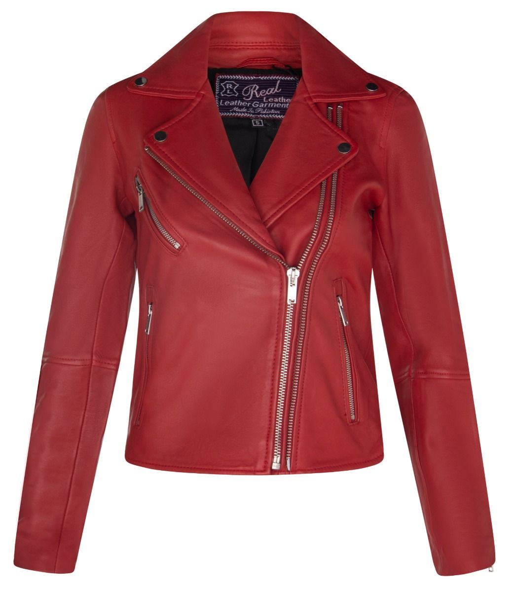 Womens Leather Retro Biker Jacket-Madeley