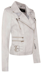 Womens Leather Brando Biker Jacket-Loddon