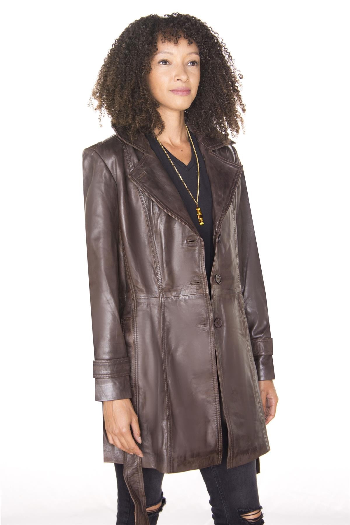 Womens 3/4 Length Trench Coat-Ranchi