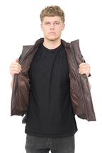 Mens Classic Leather Puffer Waistcoat-Nottingham