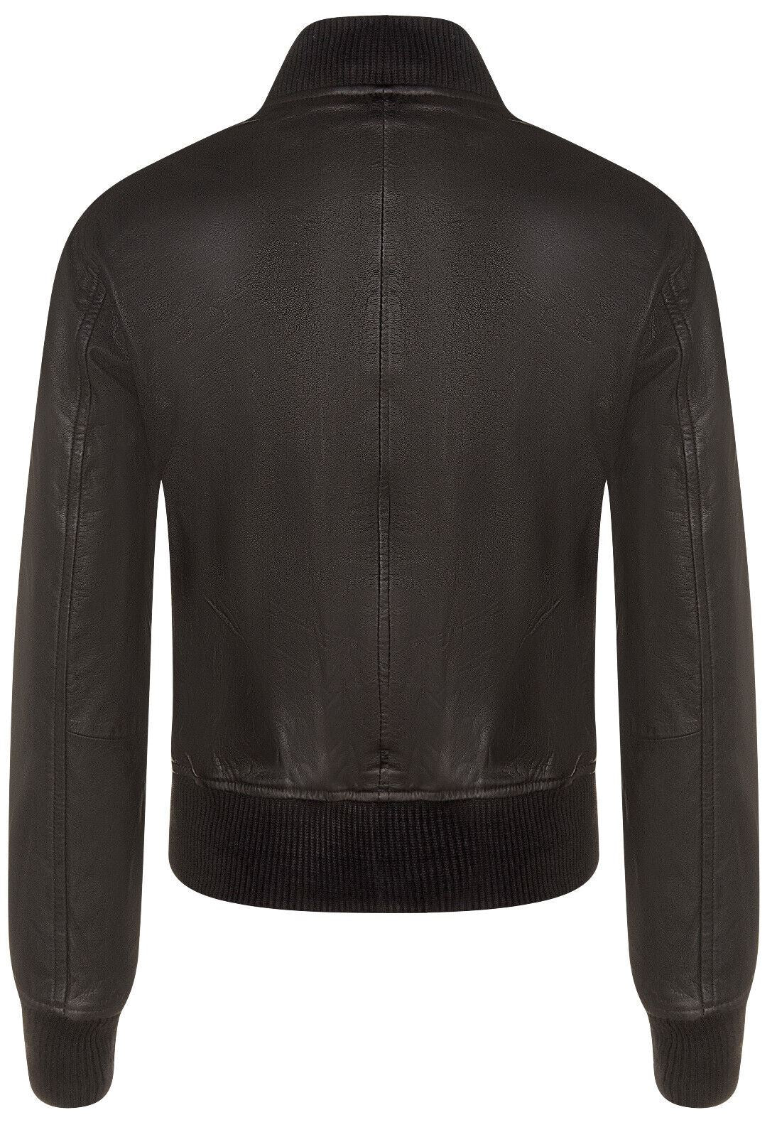 Womens Classic MA-1 Leather Bomber Jacket-Newcastle