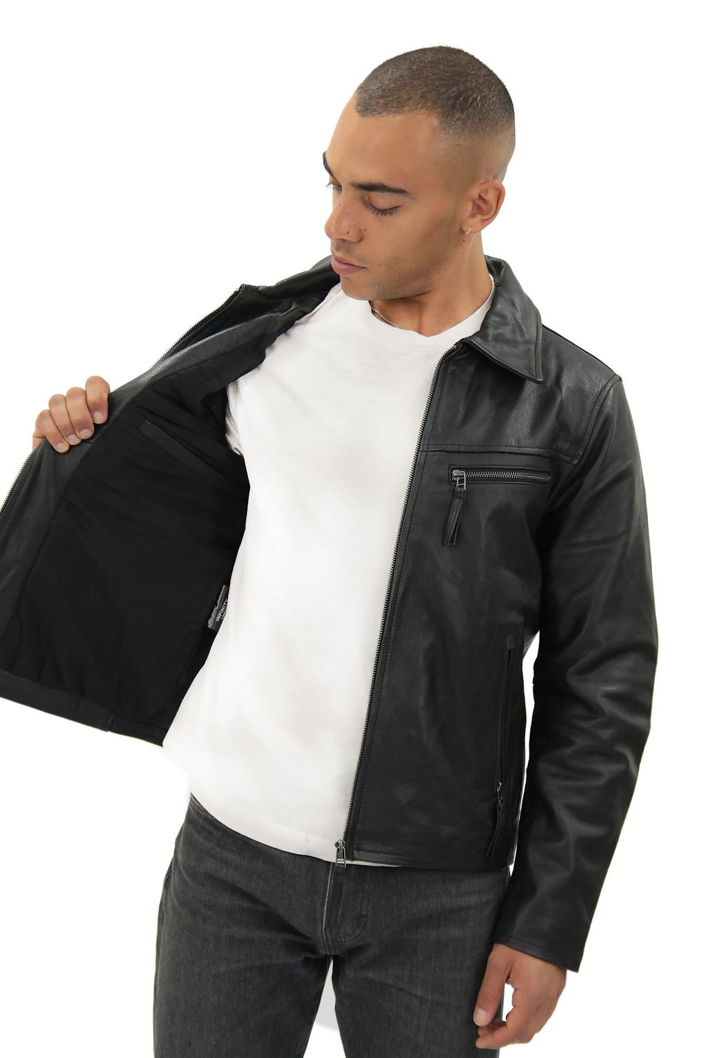 Men's Harrington Cow Hide Leather Jacket-Lima