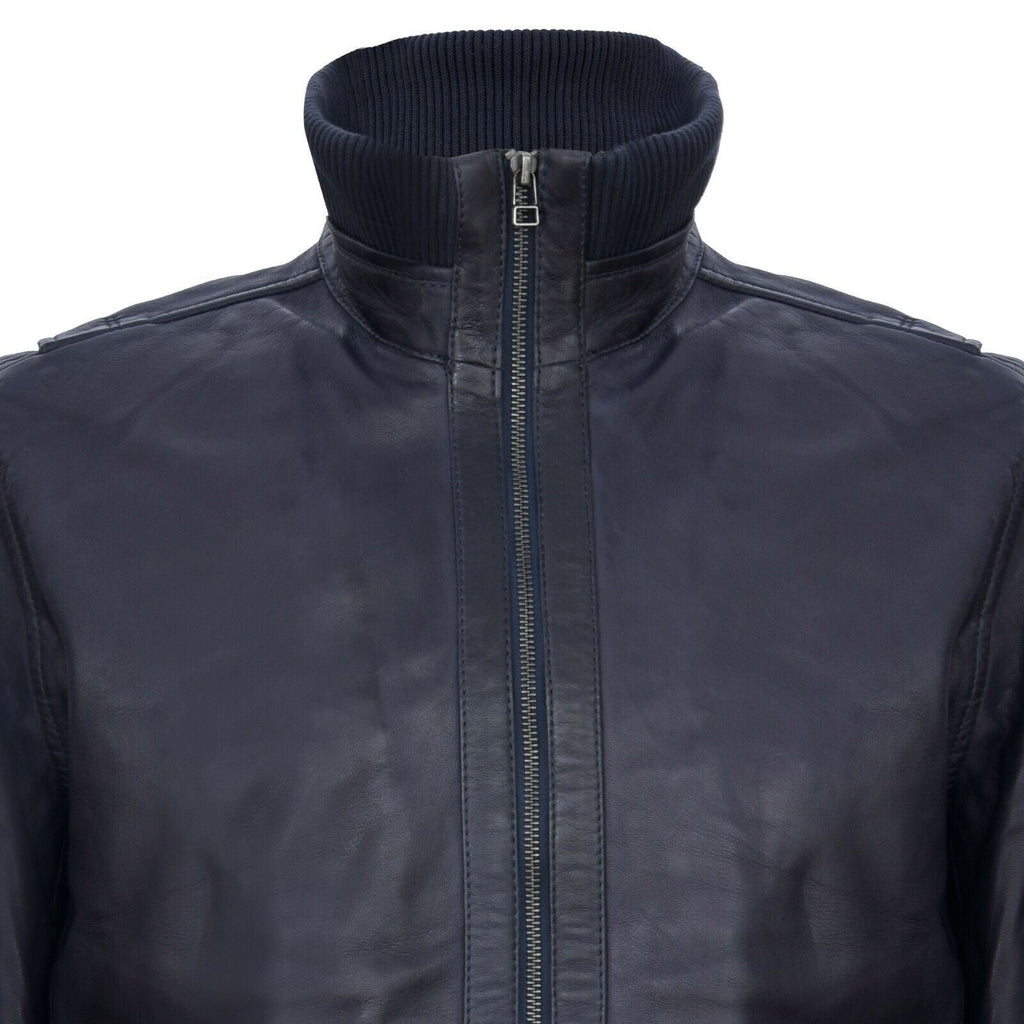 Mens Leather Varsity Bomber Jacket-Adana