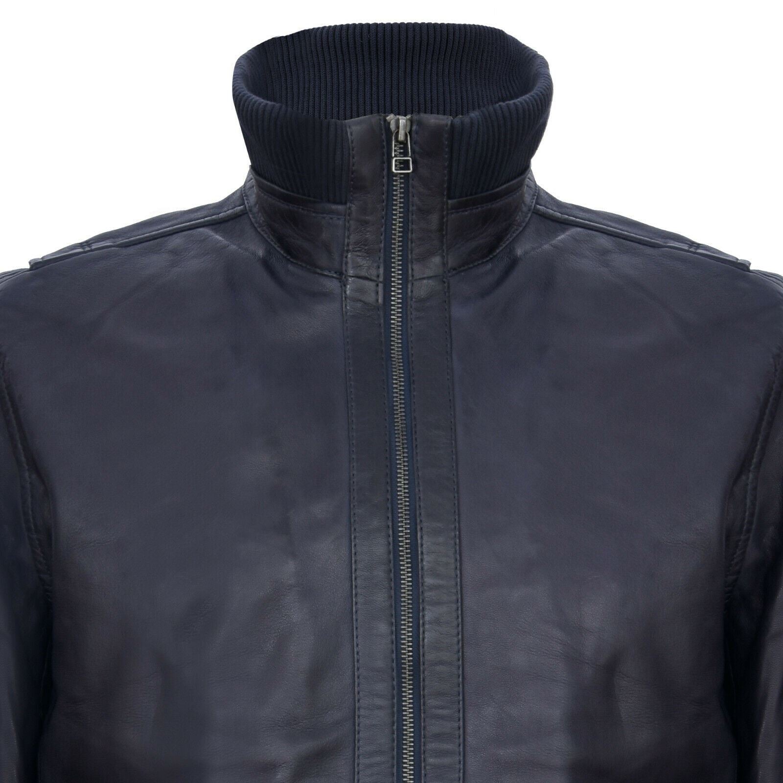 Mens Leather Varsity Bomber Jacket-Adana