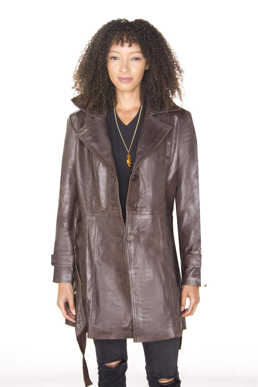 Womens 3/4 Length Trench Coat-Ranchi
