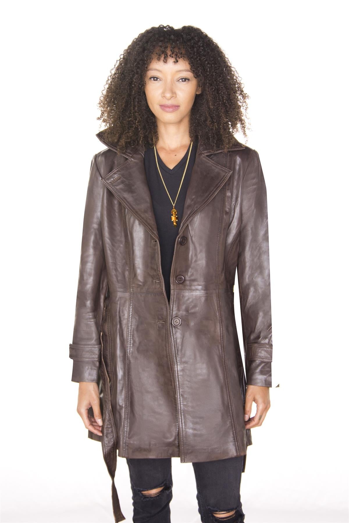 Womens 3/4 Length Trench Coat-Ranchi