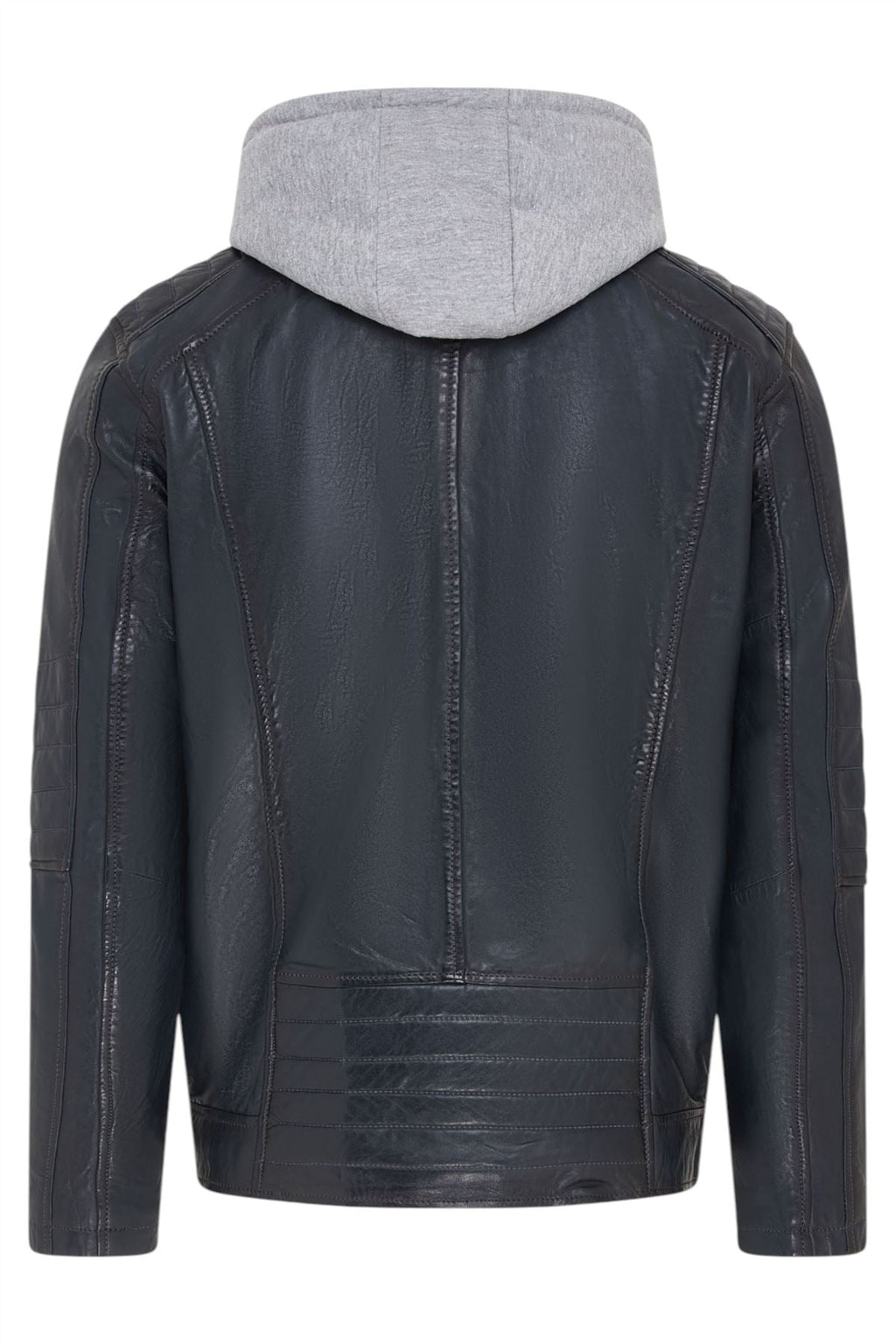 Men's Hooded Biker Lamb Leather Jacket - Burten