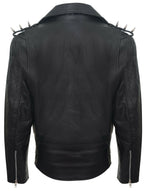 Mens Brando Black ''Ghostrider'' Spiked Leather Biker Jacket