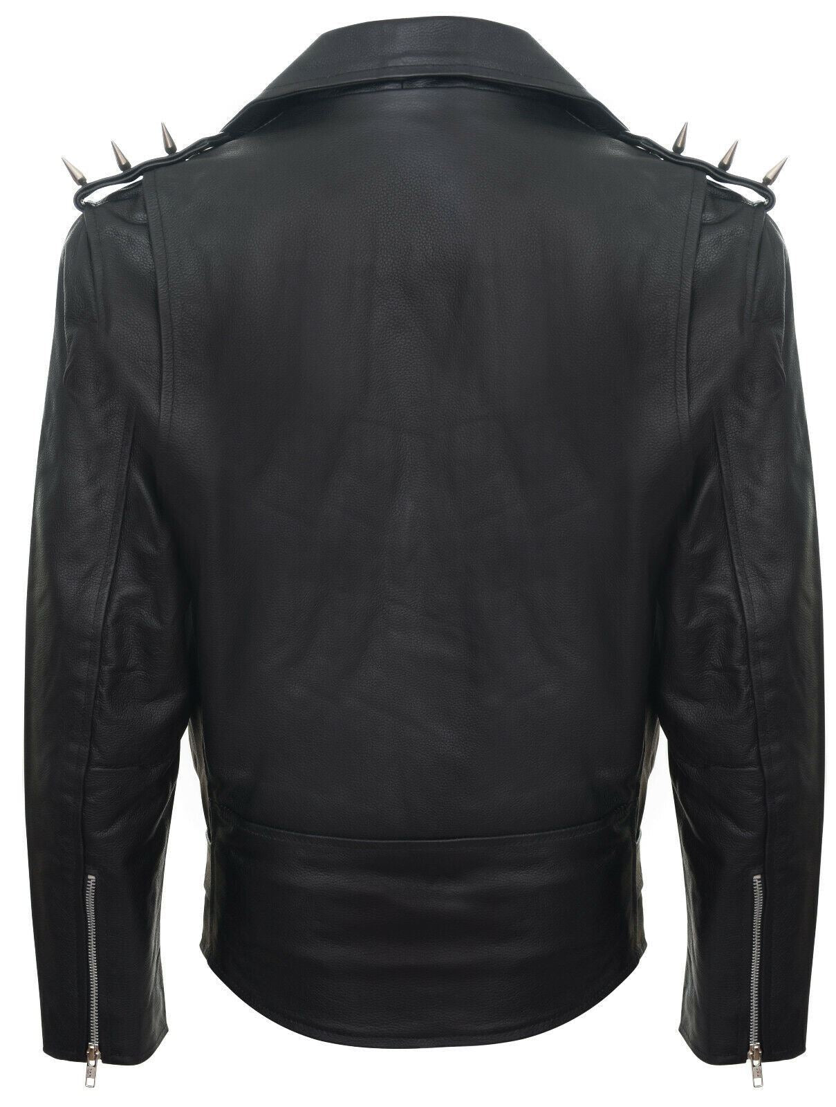 Mens Brando Black ''Ghostrider'' Spiked Leather Biker Jacket