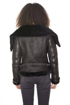 Womens Merino Sheepskin Aviator Leather Jacket-Asmara