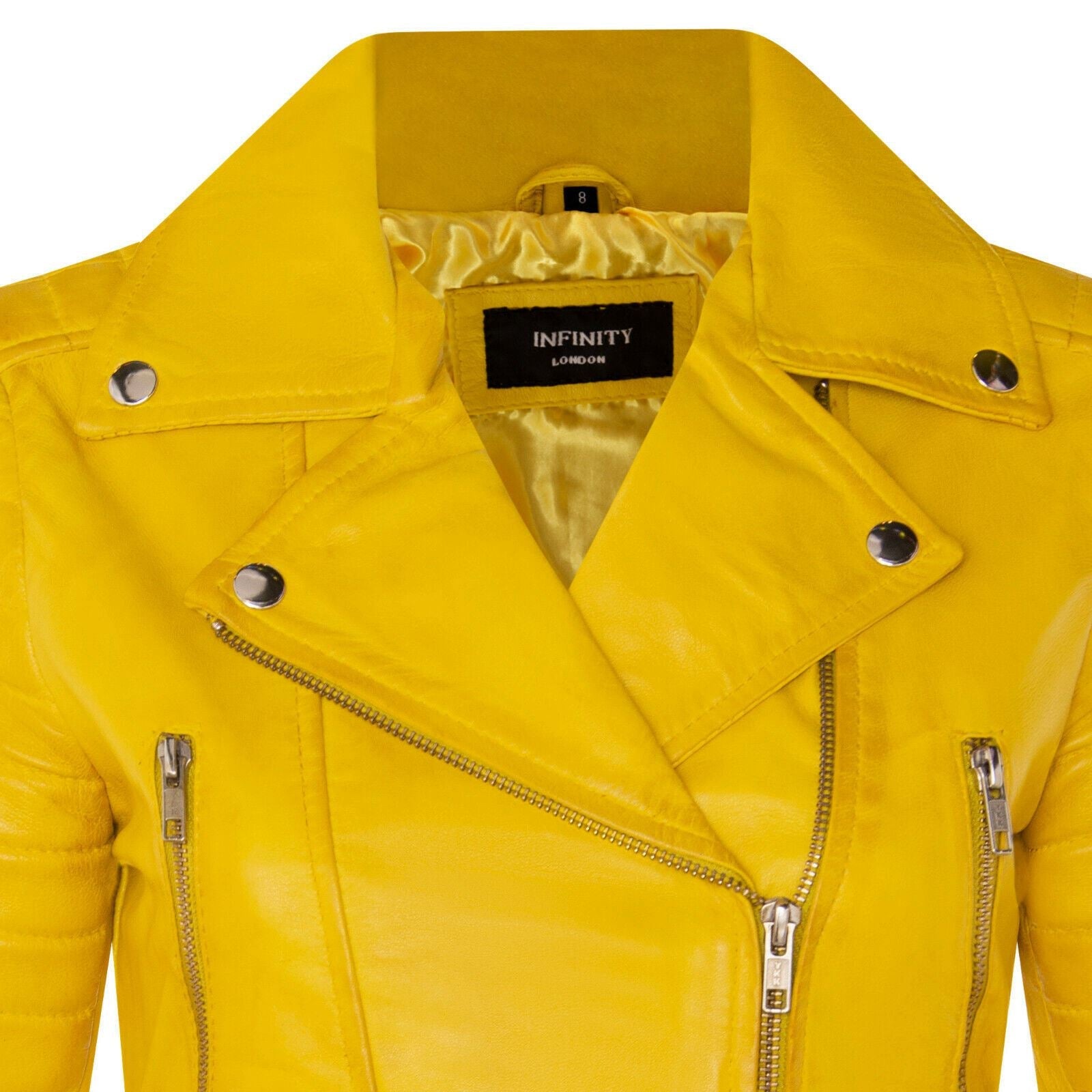 Womens Cropped Brando Leather Biker Jacket-Damascus