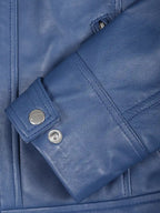 Women Blue Diamond Cafe Racer Real Leather Jacket