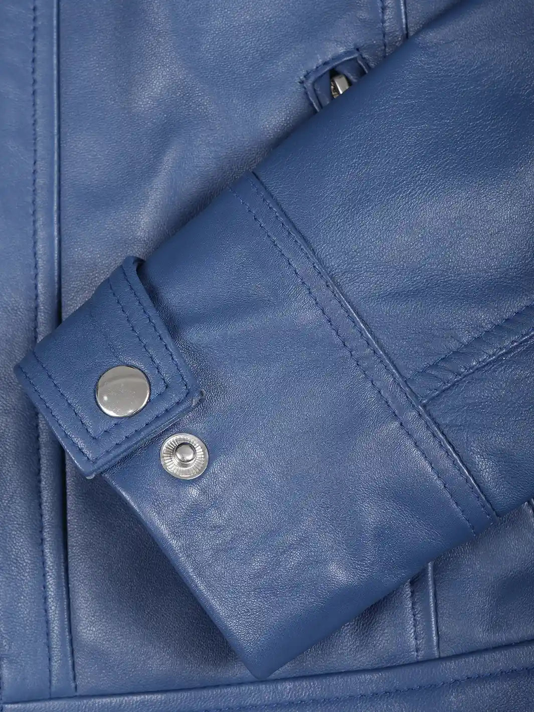 Women Blue Diamond Cafe Racer Real Leather Jacket