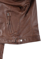 Johnson Women's Cognac Brown Cafe Racer Style Leather Jacket