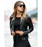 Alison Black Leather Biker Jacket